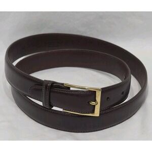 Brighton Mens Dress Belt Sz 40 Mahogany Aniline Glazed Cowhide Brass Buckle USA